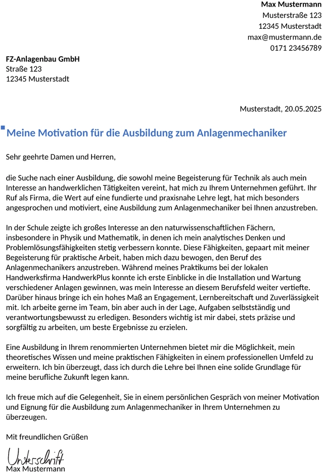 bewerbung-anlagenmechaniker-ausbildung