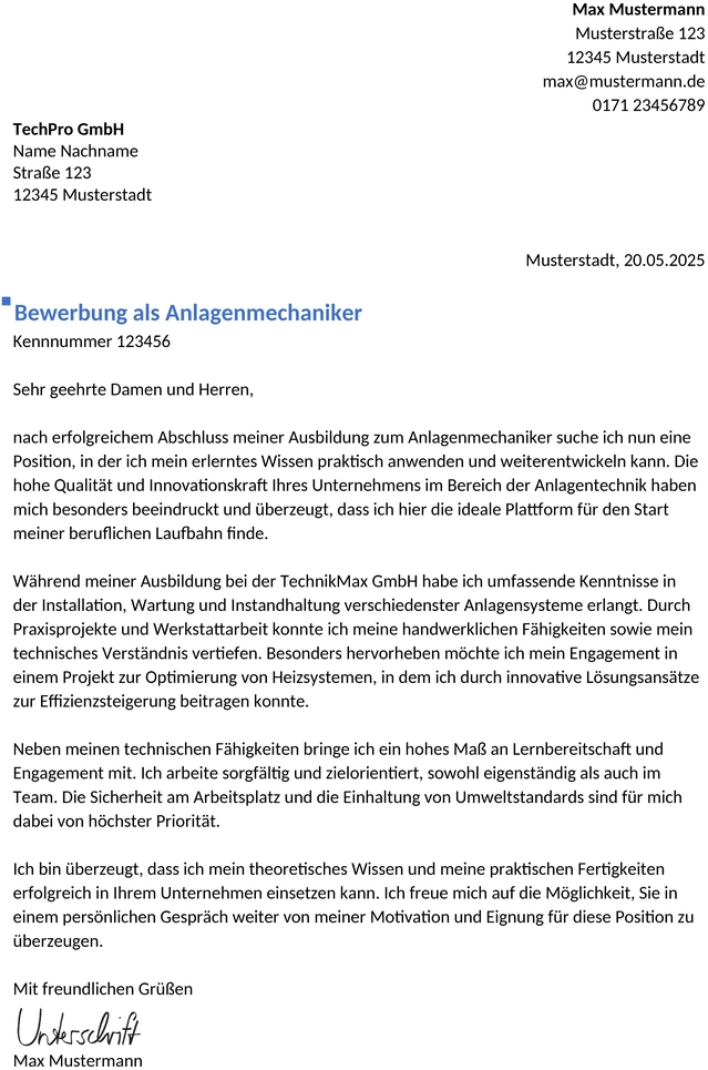 bewerbung-anlagenmechaniker-berufseinstieg