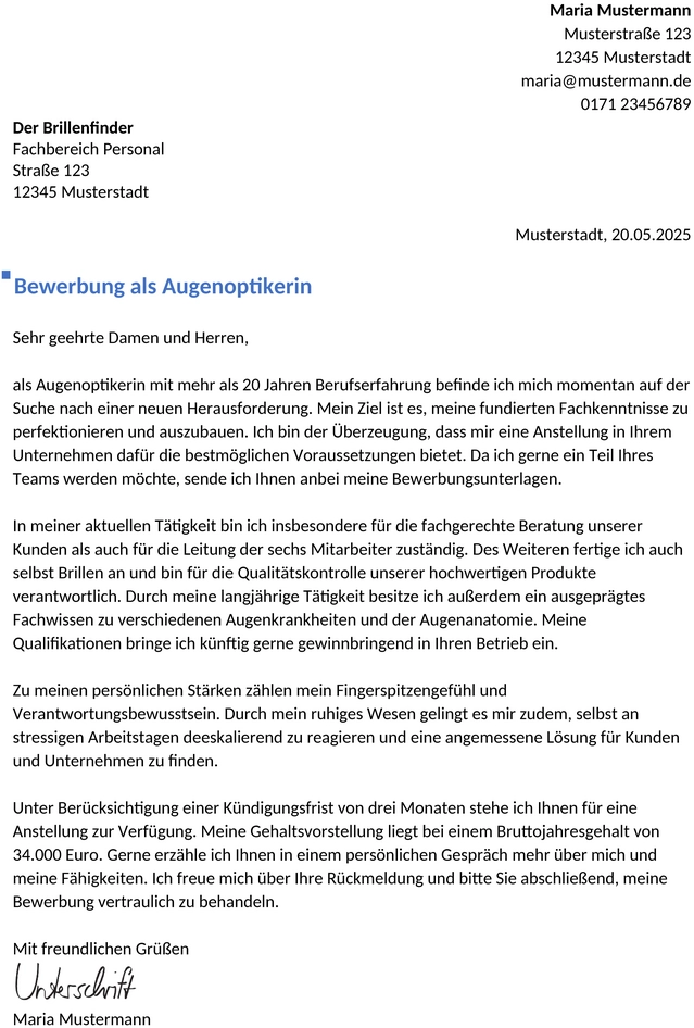 bewerbung-augenoptiker-berufserfahren