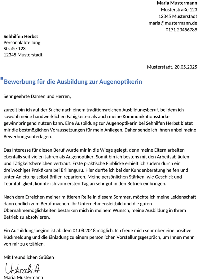 bewerbung-augenoptikerin-ausbildung