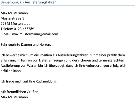 bewerbung-auslieferungsfahrer