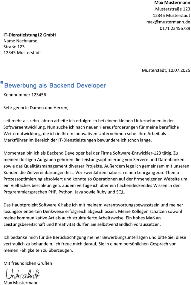 bewerbung-backend-developer-vorlage-word