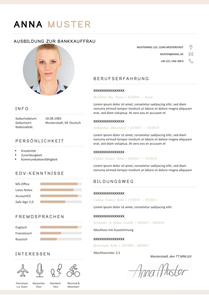 bewerbung-bankkauffrau-lebenslauf-vorlage