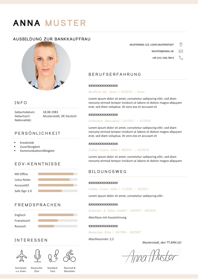 bewerbung-bankkauffrau-lebenslauf-vorlage