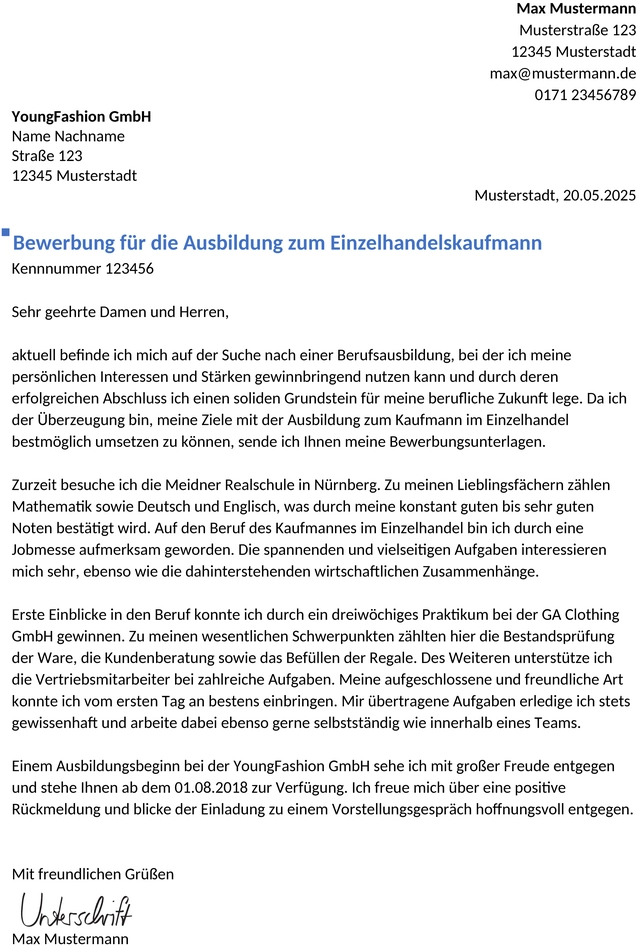 bewerbung-einzelhandelskaufmann-ausbildung