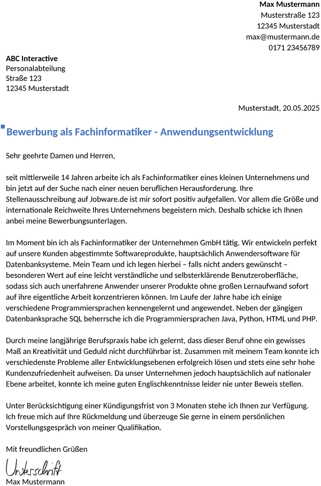 bewerbung-fachinformatikerin-berufserfahren