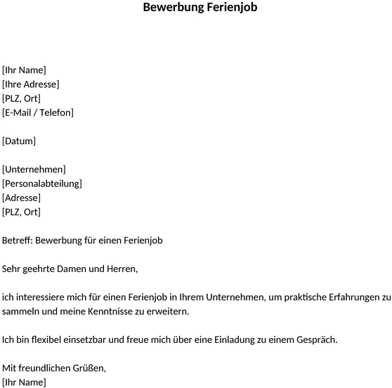 bewerbung-ferienjob-vorlage