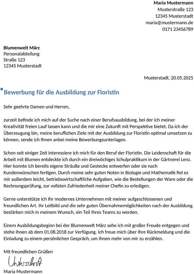 bewerbung-floristin-ausbildung