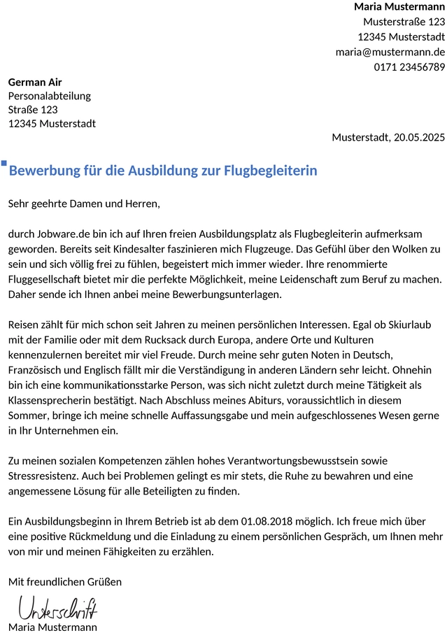 bewerbung-flugbegleiter-ausbildung