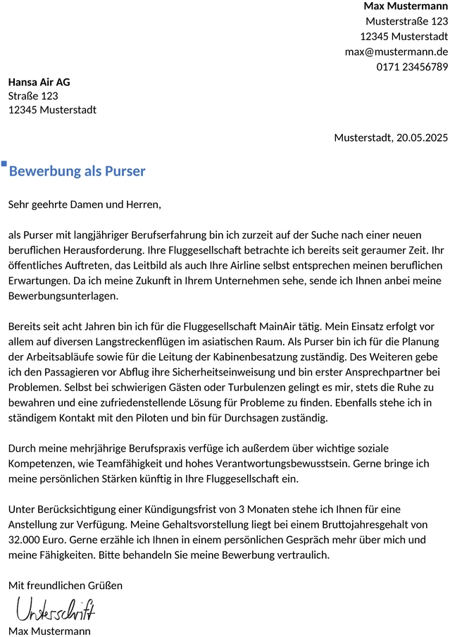 bewerbung-flugbegleiterin-berufserfahren