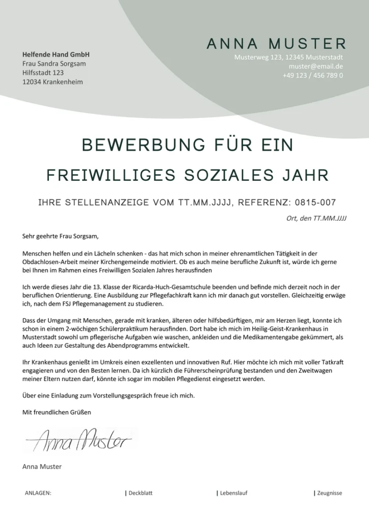 bewerbung-freiwilliges-soziales-jahr-vorlage