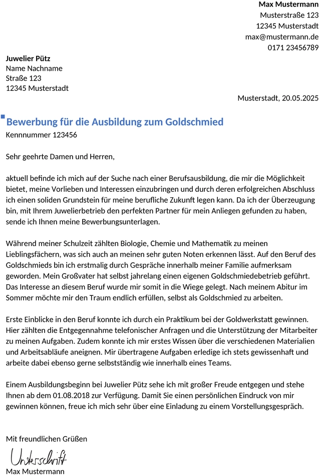 bewerbung-goldschmied-ausbildung
