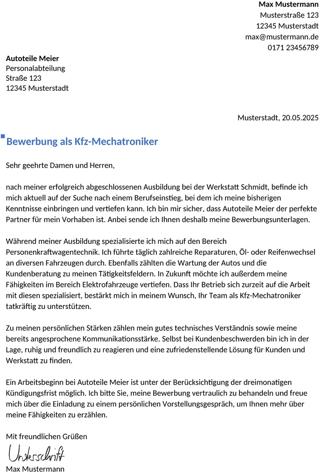bewerbung-kfz-mechatroniker-berufseinstieg