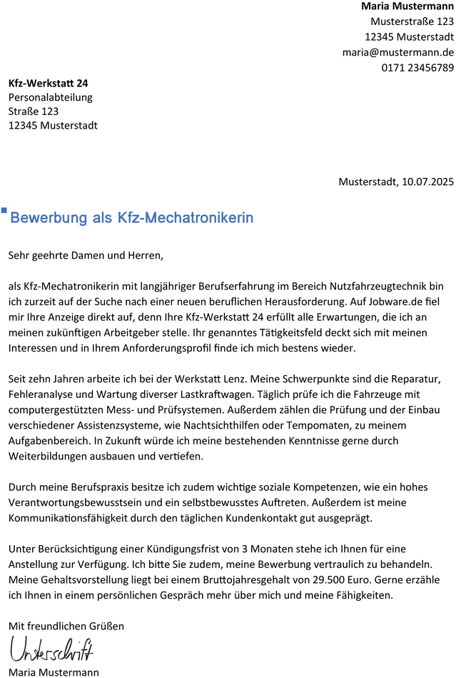 bewerbung-kfz-mechatronikerin-vorlage