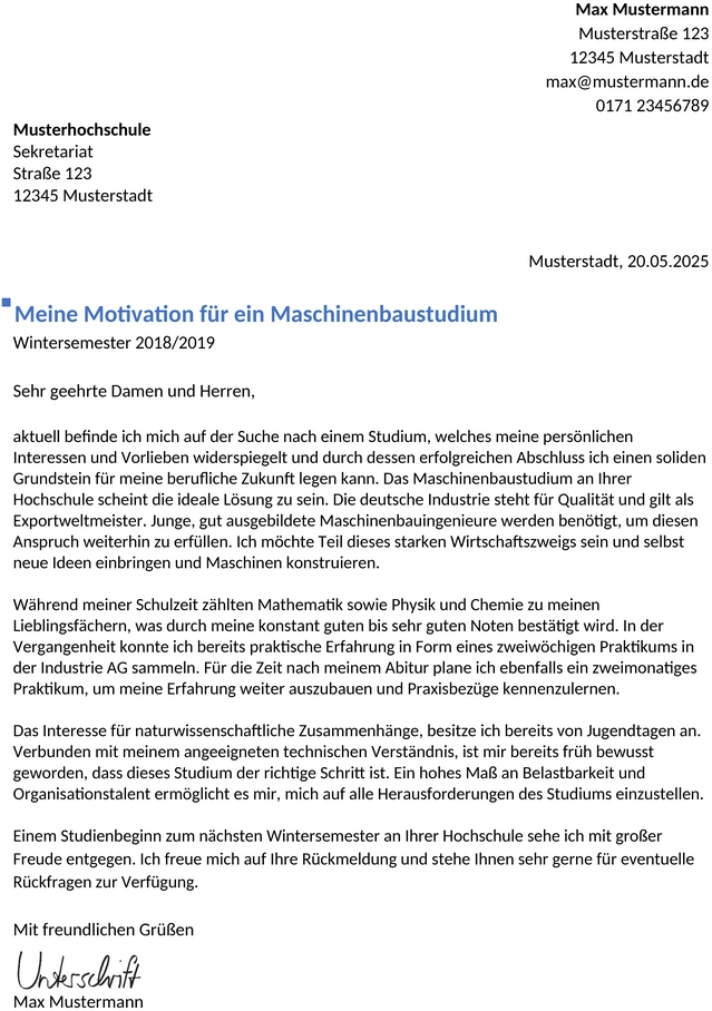 bewerbung-maschinenbauingenieur-studium