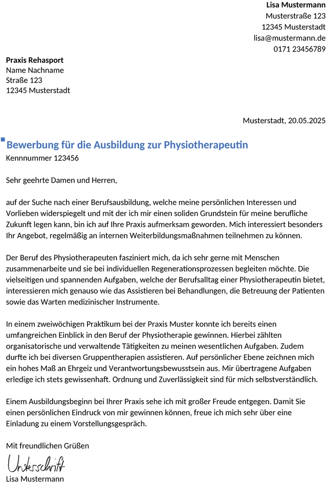 bewerbung-physiotherapeut-ausbildung