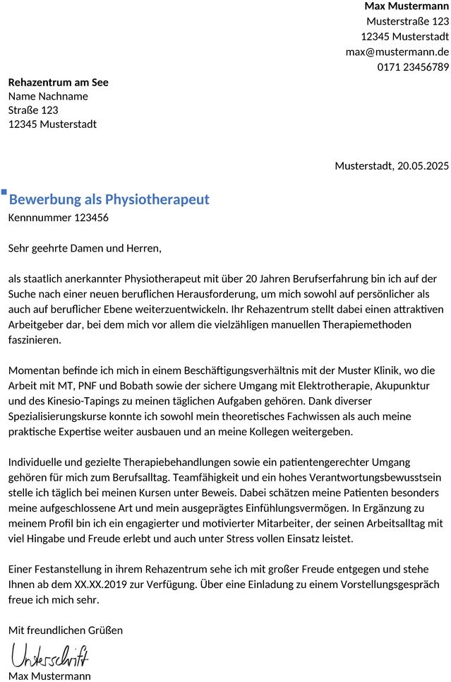 bewerbung-physiotherapeut-berufserfahren