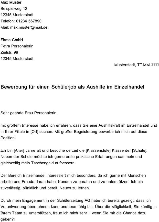 bewerbung-schuelerjob-einzelhandel-vorlage