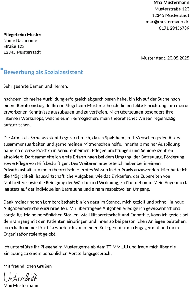 bewerbung-sozialassistent-berufseinstieg