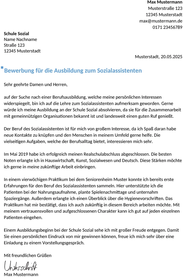 bewerbung-sozialassistentin-ausbildung