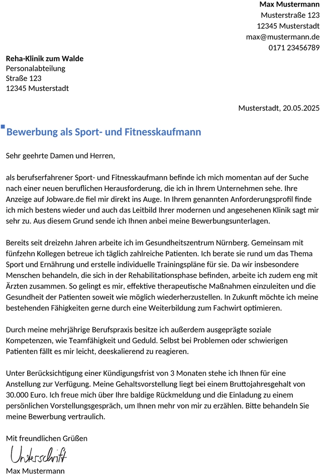 bewerbung-sport-und-fitnesskaufmann-berufserfahren