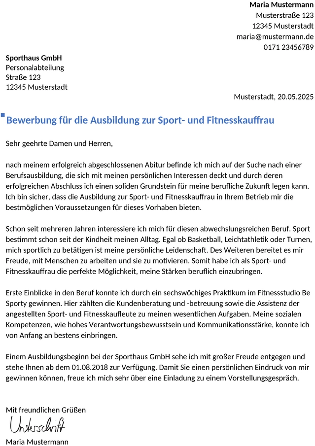 bewerbung-sport-und-fitnesskaufmann-frau-ausbildung