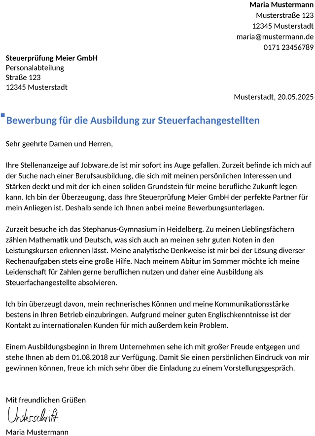 bewerbung-steuerfachangestellter-ausbildung