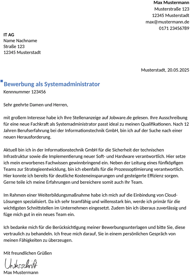 bewerbung-systemadministratorin-berufserfahren