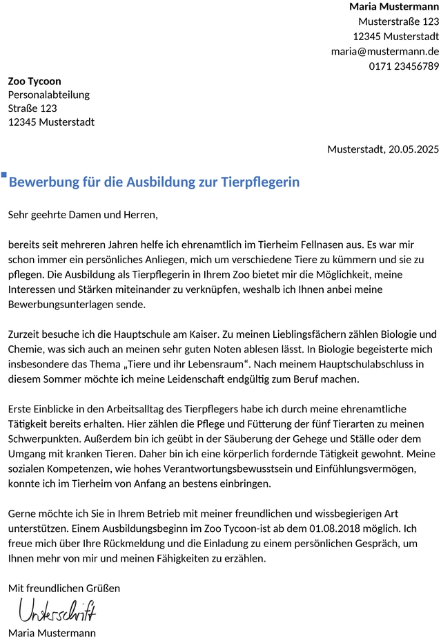 bewerbung-tierpfleger-ausbildung