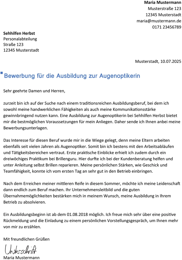 bewerbung-vorlage-ausbildung-augenoptikerin