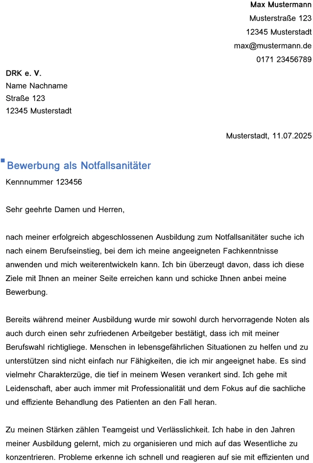 bewerbung-vorlage-bewerbung-notfallsanitaeter