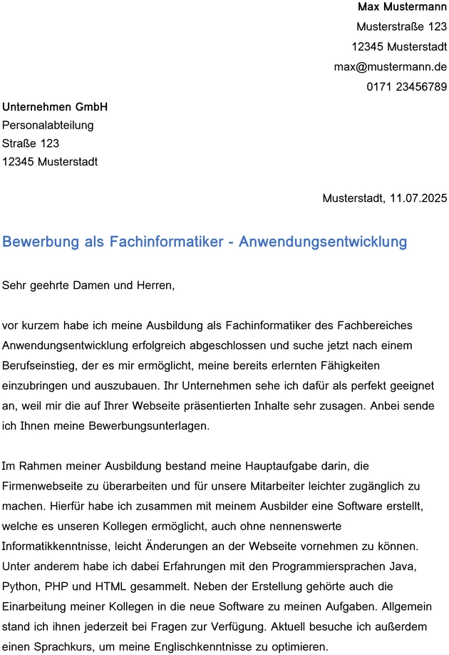 bewerbung-vorlage-fachinformatiker-anwendungsentwicklung