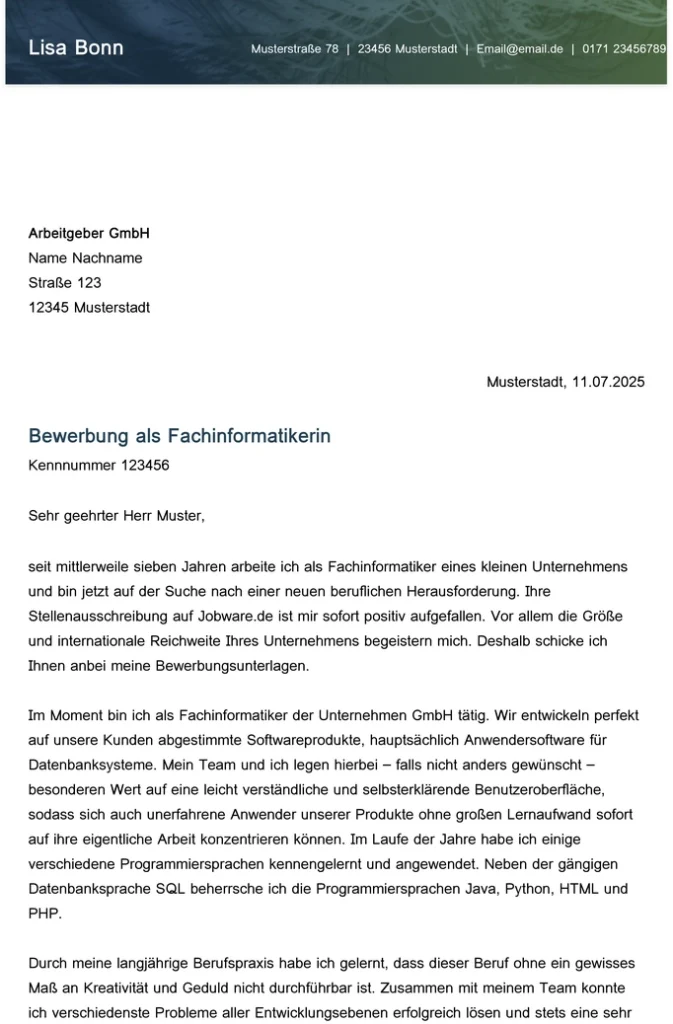 bewerbung-vorlage-fachinformatikerin