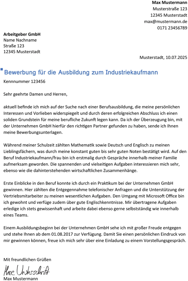 bewerbung-vorlage-industriekaufmann-ausbildung