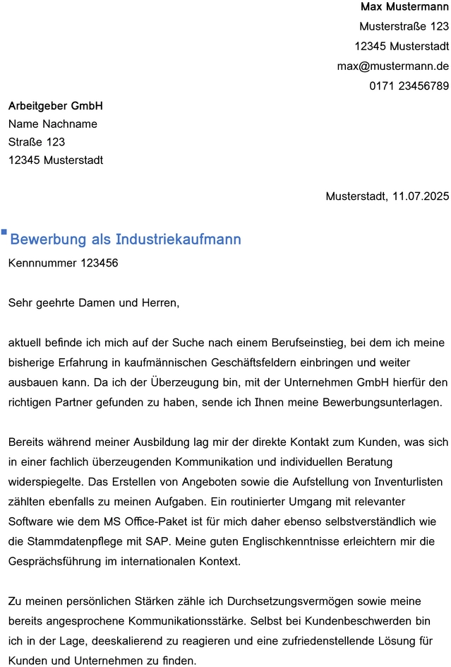 bewerbung-vorlage-industriekaufmann-berufseinstieg