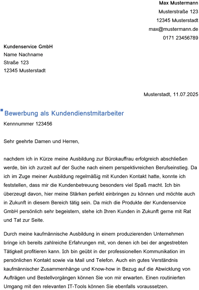 bewerbung-vorlage-kundenservice-mitarbeiter-berufseinstieg
