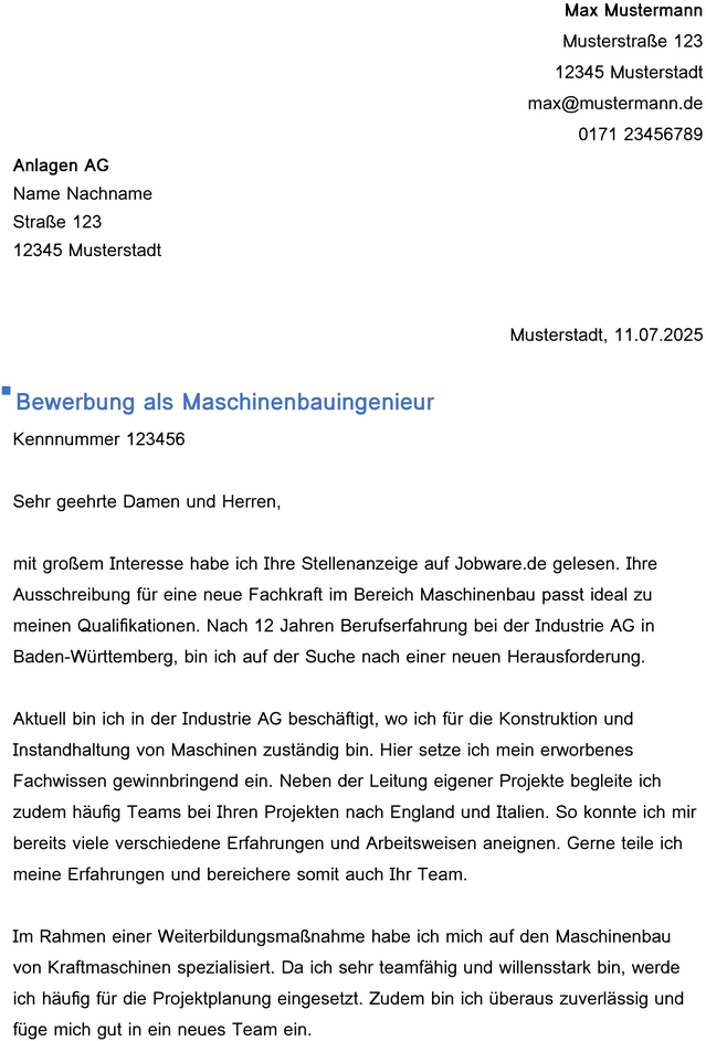 bewerbung-vorlage-maschinenbauingenieur-2025