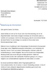 bewerbung-vorlage-uhrmacherin-berufseinstieg