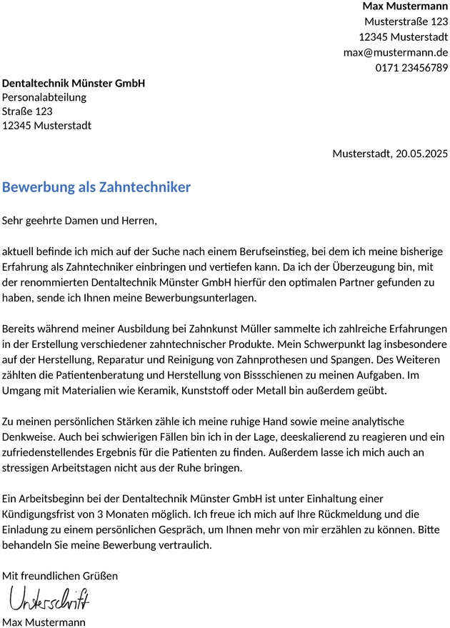 bewerbung-zahntechnikerin-berufseinstieg
