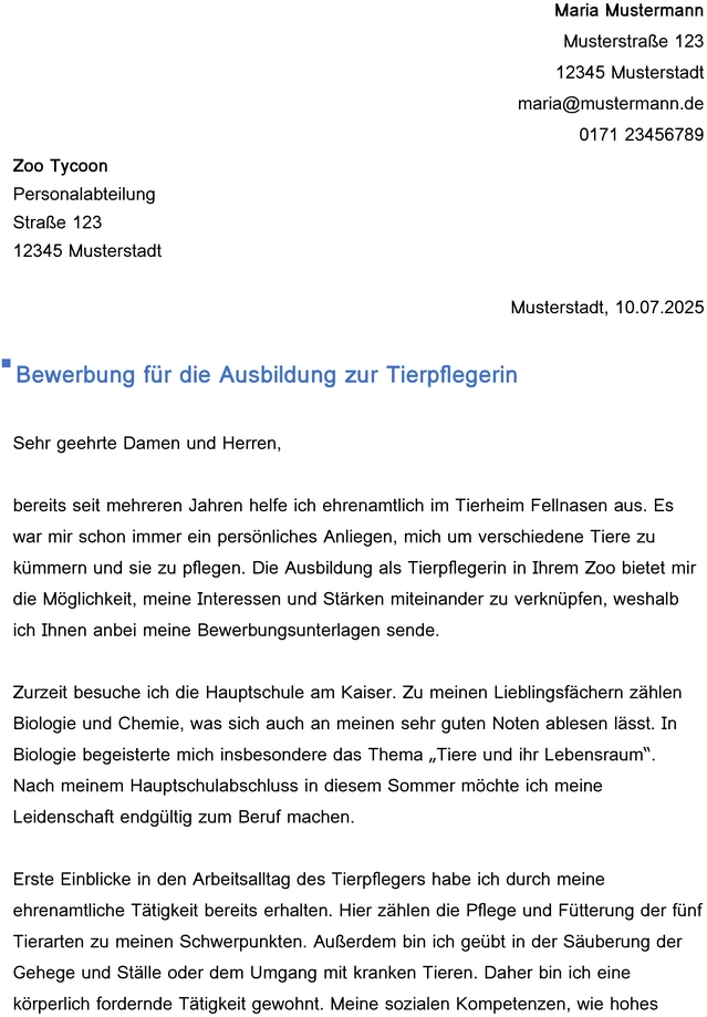 bewerbung-zur-tierpflegerin-vorlage