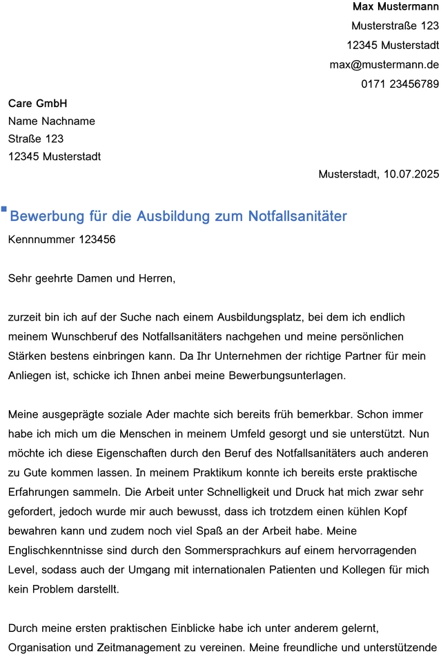 bewerbungsvorlage-ausbildung-notfallsanitaeter