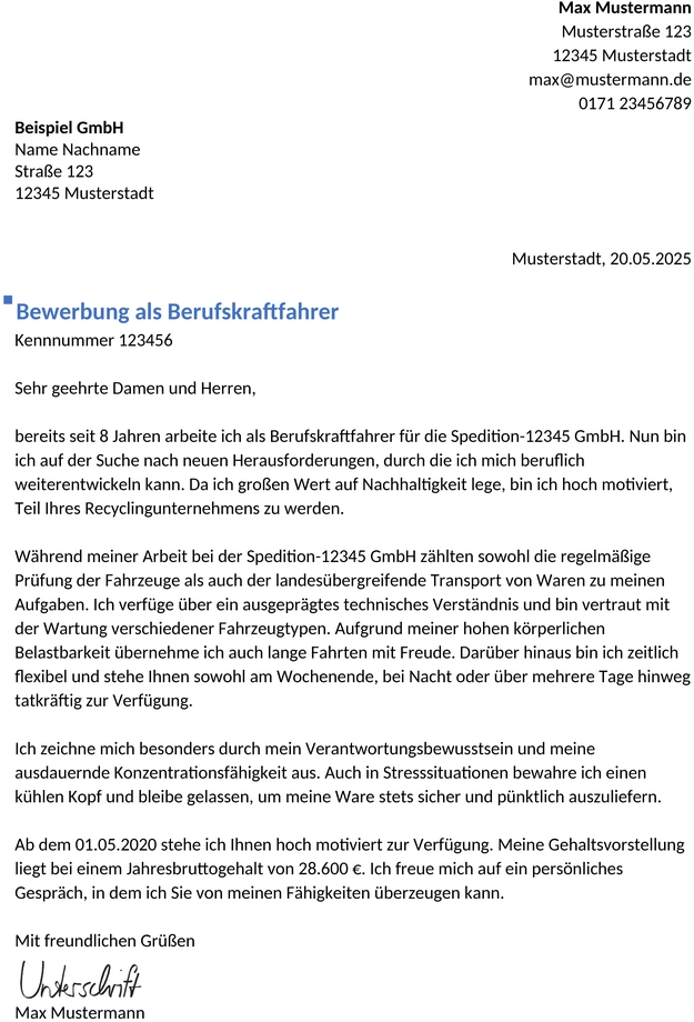 bewerbungsvorlage-berufskraftfahrer-berufserfahren