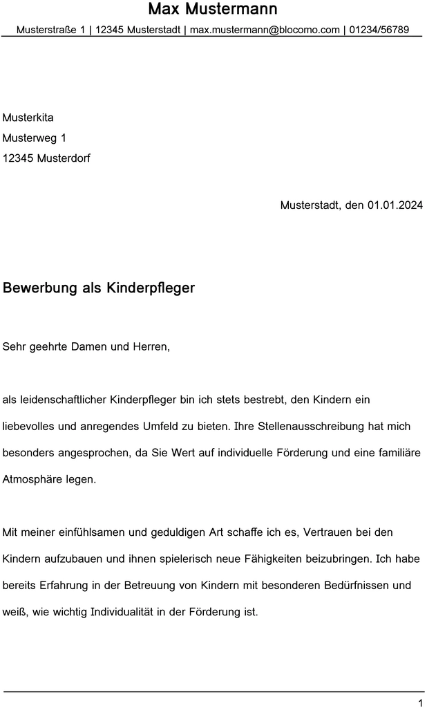 bewerbungsvorlage-kinderpfleger-berufliche-ziele-erreichen