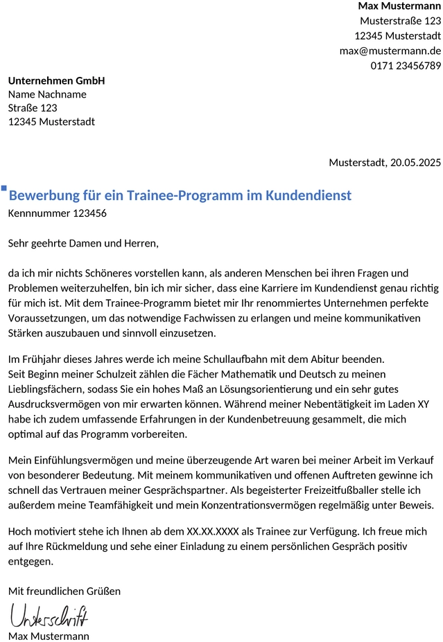 bewerbungsvorlage-kundendienstmitarbeiter-trainee
