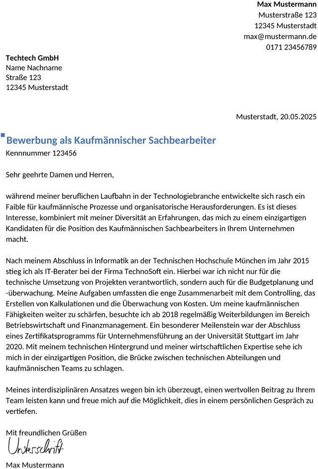 bewerbungsvorlage-sachbearbeiter-quereinstieg