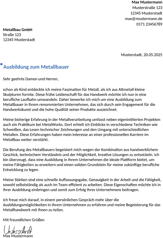 bewerbungsvorlagen-metallbauer-ausbildung