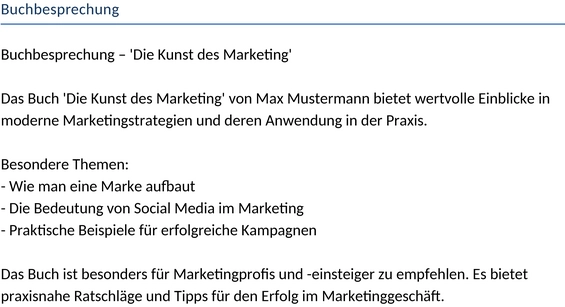 buchbesprechungsvorlage