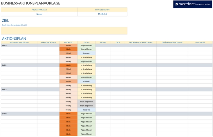 business-aktionsplan-vorlage