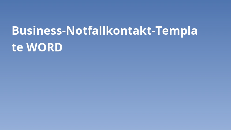 Business-Notfallkontakt-Template WORD
