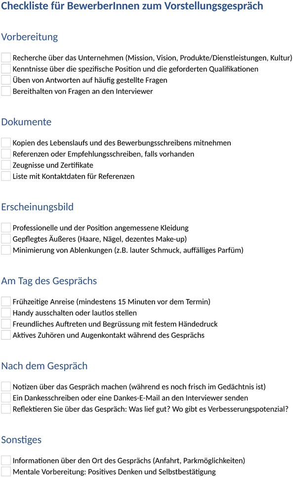 checkliste-vorstellungsgespraech